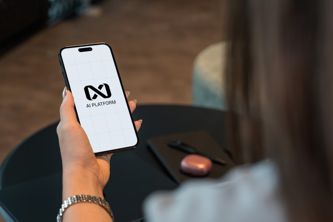 AI platform logo showcased on a mobile device.